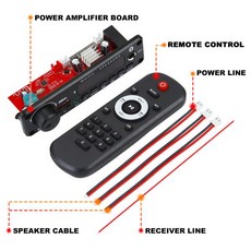 블루투스 5.0 MP3 디코더 보드 앰프 오디오 플레이어 DIY 자동차 FM 라디오 모듈 TF USB 마이크 레코드 통화 2*75W 80W 12V, [01] 150W, 1) 150W Amplifier