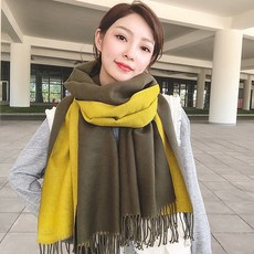 스카프 여성 겨울 한국어 야생 일본 학생들 양면 단색 남성 두꺼운 따뜻한 그물 빨간 목도리 스카프 가을과 겨울 E77915