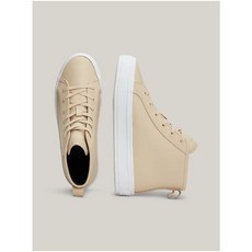 TOMMY HILFIGER TH MONOGRAM LEATHER HIGH-TOP TRAINERS FW0FW07707AES White Clay