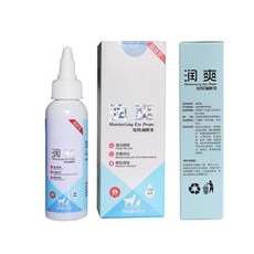 강아지 고양이 애완동물 인공눈물 결막염 백내장 and 귀 클리너 pet eye drops for 눈물 클렌징 모이스춰라이징 애완동물 눈 세척 에센스 피부 질환 케어 릴리프, 분명한, 1개, 60ml