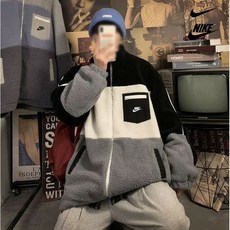 [인기] N로고 엠부쉬 배색포켓 양털 집업