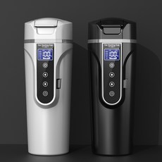 Mrosaa 450ml 12V/24V 스테인레스강 차량용 커피포트 라면포트 보온병 보온컵 텀블러, 블랙