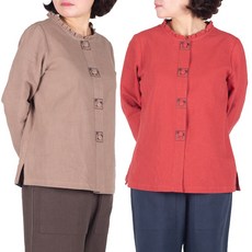 매듭우리옷 MF533 여성용 봄가을 면마 프릴네크라인저고리 생활한복 개량한복