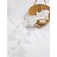 [1마 90cm] 샤방샤방 스판 이중 프릴 주름레이스 리폼 길이 연장 화이트 검정 8cm, 1개 1개