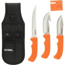 Old Timer 4 PC set 3 knifes Drop Point Boning Gut Hook w/sh 올드 타이머 4개 세트 칼 3개 드롭 포인트 본딩 거트 후크(샤프너 포함, 기타, 1개