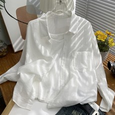 규리규리 오버핏 여성 흰남방 흰셔츠(끈나시 포함)