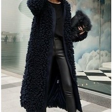 올블랙 뽀글이 롱자켓