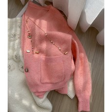 두꺼운코트 가을 앙 고 라 헤 비 듀 얼 단추 니 트 코트 여성 부 드 러 운 핑크 슬 림 가 디 건 여성 패션두꺼운코트