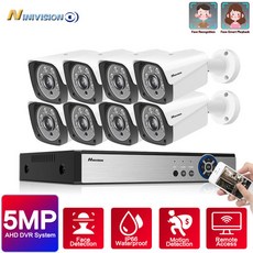16CH CCTV 시스템 5MP 얼굴 기록과 DVR 시스템 고화질 16PCS CCTV 카메라 500만 화소 강화 적외선 보안 카메라 4TB 하드디스크, 없다, 유럽 연합 플러그, 16채널 DVR 카메라 8개, 1개