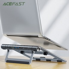 ACEFAST 태블릿 멀티허브 8in1 USB C 포트 어댑터 조정 가능 4K/30Hz HDMI 출력USB 3.0 포트 SD/LAN/마이크로카드 리더 도킹스테이션, 실버