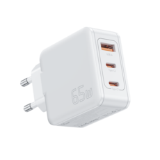 Essager 65W PPS PD3.0 3포트 C타입 멀티 초고속 충전기 한국 플러그, 1개, 화이트