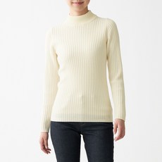 무인양품 MUJI 여성 와이드 리브 워셔블 하이넥 스웨터 BAA02A0A
