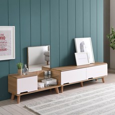 프티 좌식 화장대+1200거실장 세트, 아카시아