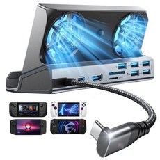 스팀 데크용 도킹 스테이션 ROG Ally Legion Go 듀얼 냉각 선풍기 5 USB 포트 ROG Ally용 100W 충전 포트 13 in 1, 1) GRAY, 1) GRAY