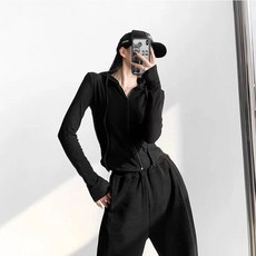 [잘록허리/롱다리연출] 여성 트레이닝 딱붙 후드집업 가디건 3color // 긴팔 y2k 크롭 집업 따뜻해 가녀린 팔뚝 짱짱한 긴팔 집업