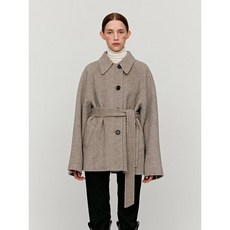 모한 TWF ALPACA SEMI DOUBLE HALF COAT [HAND MADE] GREY_