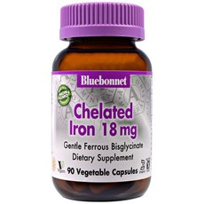 Bluebonnet Nutrition 킬레이트 철 18mg 90정, 상세설명참조