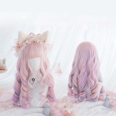 TaoBao 로리타 핑크 웨이브 고열사가발 코스프레