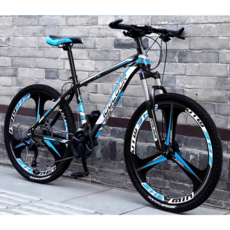산악용 자전거 다운힐 바퀴큰 입문 MTB, (블랙 블루) 21단 24인치