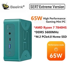 Beelink SER7 MAX AMD Ryzen 7 7840HS 미니 PC 윈도우 11 DDR5 5600MHz PCle4.0 Nvme SSD Wifi6 BT5.2 65, 03 DDR5 16GB 1TB_01 녹색_03 EU, 9.DDR5 16GB 1TB - 녹색 - EU, 없음