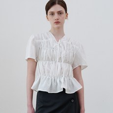 아워코모스 comos 695 puffy ribbon blouse (white)