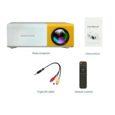 빔프로젝터 미니 무선 휴대용 캠핑 홈 LED 프로젝터 시어터 시네마 비머 AV SD USB 오디오 HDMI 호환 HD 풀 스크린 비디오 미디어 플레이어 Yg300 1080P, 3) yellow white - 미국 플러그