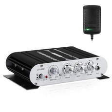 ST-838 HiFi Home Audio Amplifier 2.1CH RMS 20Wx2+40W Stereo Receiver with Subwoofer Output Digital M, 블랙 실버 ST-838(20W X 2 RMS 전원), 1) 블랙 실버 ST83820W X 2 RMS 전원