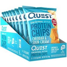 Quest Nutrition Protein Chips Cheddar Sour Cream 퀘스트 뉴트리션 체다 사워크림 프로틴칩 단백질 19g 함유 1.1oz 32g 8팩, x, 1개