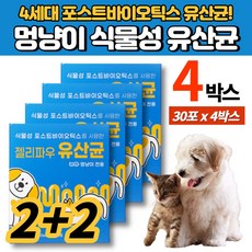  강아지 반려견 고양이 식물성 4세대 유산균 포스트바이오틱스 소형견 중형견 대형견 새끼강아지 노령견 노견 장 면역 체중 알러지 관리 식이섬유, 4박스 