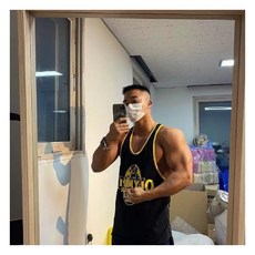 JoYouth 올림피아 딥나시 피트니스 나시 남성 배색 프린트 스판 헬스나시 짐웨어 딥유넥 남자나시 짐웨어나시 민소매 오버핏 땀 흡수