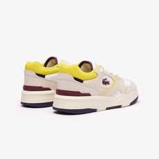 LACOSTE WOMEN'S LINESET WOMEN'S LEATHER SNEAKERS 47SFA0058 White / Yellow V05