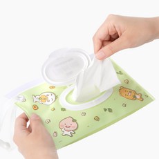 카카오프렌즈 리틀프렌즈 티슈 파우치, 그린, 1개, 핑크
