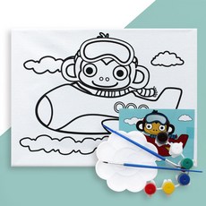 NUBITEL_주)누비텔몰_티처스 DIY 아크릴 캔버스 아트 그림그리기 세트 직사각(21x15cm)-비행기 x2 비행기그림그리기세트 DIY비행기그림 그림_주)누비텔레샵_NUBI상회
