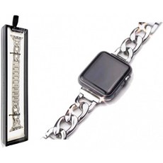 [Royce & Roland] Apple Watch 스테인레스 실버 체인 밴드 팔찌 멋진 교체 밴드 시리즈 Series 5 4 3 2 1, 단일상품