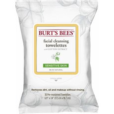 Burt's Bees Facial Cleansing Towelettes with Cotton Extract 버츠비 목화 추출 페이셜 클렌징 티슈 30장 2팩, 1개, 1개