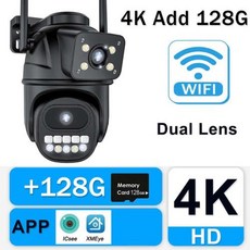 6K 12MP WiFi IP 카메라 3 렌즈 파노라마 뷰 야외 PTZ IP 카메라 모션 감지 스마트 홈 보안 카메라 무선 CCTV 카메라 보안 보호 360 ° WiFi, 25) 4K 8MP Add 128G - EU 플러그 - tta인증nvr