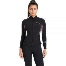ZCCO 잠수복 상의 재킷 1.5mm 네오프렌 슈트 여성 남성용 긴팔 다이빙 스쿠버 셔츠 전면 지퍼 조끼 스피어피싱 스노클링 서핑용, 여성-블랙