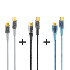 TEERON 고속충전 케이블 1+1+1, C타입 to 8핀, 3개
