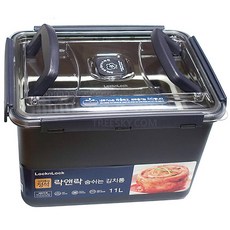 락앤락 숨쉬는 김치통 누름판 핸디클립형 직사각 밀폐용기-11L/진회색/1개 (HPL888BPDG)