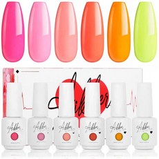 아이커 브라이트 코랄 6 샤이니 컬러로 UV LED 겔 네일 폴란드 8ml 바니쉬 기프트 박스 살롱 품질 AK05 : 뷰티, 1