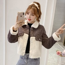 겨울 가을 계절폭 느슨함 학원 무드 두꺼운 과립 융단 블러킹 램스울 여성