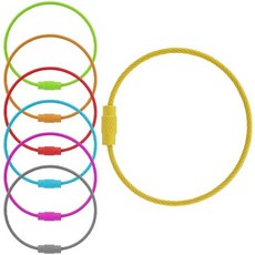 20Pcs 스테인레스 와이어 열쇠고리 금속케이블링 1.5mm5.9 러기지 태그 루프 케이블 링용 인치 링멀티 컬러 고무 커버, Multicolor B, 20, 20개