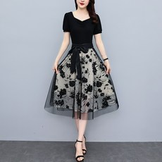 ANYOU 원피스 고급스러운 느낌의 트렌디한 원피스 여름 기질 나이 빼기 서양식 허리를 걷어 날씬하고 나이 빼는 기질 한국 배송