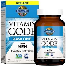 남성을 위한 생명의 정원 멀티비타민 비타민 코드 로우 원 - 1일 1회 비타민 플러스 과일 채소 앰프 프로바이오틱스 75개, 30카운트(1팩)