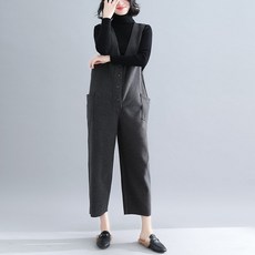제이제이 여성 모직 멜빵 바지 캐주얼 겨울 가을 점프수트SG