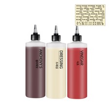 꿈꾸는 키친 소스통 + 라벨지 세트, 500ml, 3개