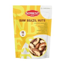 Sunbest Natural - 생 브라질 너트 425.2g15온스 - 유기농보다 독특하고 우수함 GMO 프리 비건 팔레오 케토 친화적 코셔 천연 글루텐 프리 신선함을, 1개, 425.2g