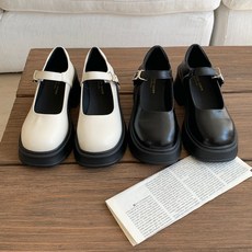 둥근코 메리제인 통굽 키높이 로퍼 쿠키