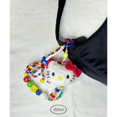 키티 레인보우 비즈 키링