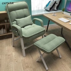 CNTCSM컴퓨터의자 가정용 의자 리클라이너 대학생 기숙사 의자 사무용 의자, 보강 업그레이드 绿色그린+허리베개+물건주머니+발, 오리지널 스펀지